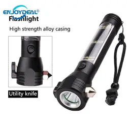 Multi-Functional Solar Power LED Flashligh Safety Hammer Torch Light With Power Bank Magnet Survival Tool Emergency Camping