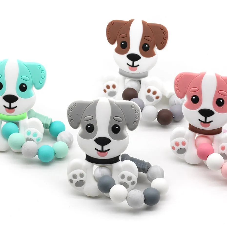 

Baby Silicone Teether Bracelet Animals Shaped Jewelry Teething Silicone Beads Rattle Stroller Accessories Toys Christmas Gifts