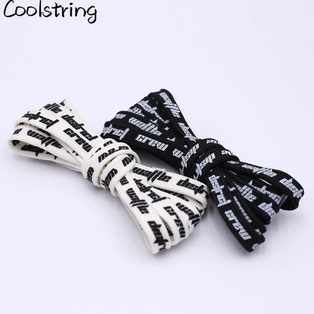 Coolstring Double-sided Screen Printing Waffle District Crew Laces Beige Black Authentic Sports Shoelace Clothing Accessories
