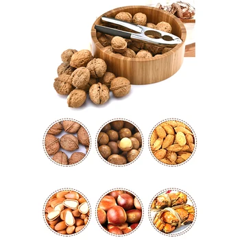

Multifunctional nut cracker aluminum alloy Pecan Walnut Nutcracker hazelnut almond Opener Tool with Bamboo Bowl for Kitchen home