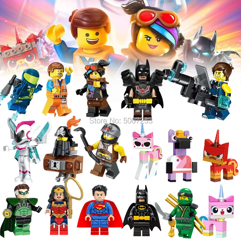 

For Batman Movie 2 Unikitty ninja Emmet Wyldstyle Sheriff Gordon Cop Lord Vitruvius Batman Building Blocks Toys Figures BRICKS