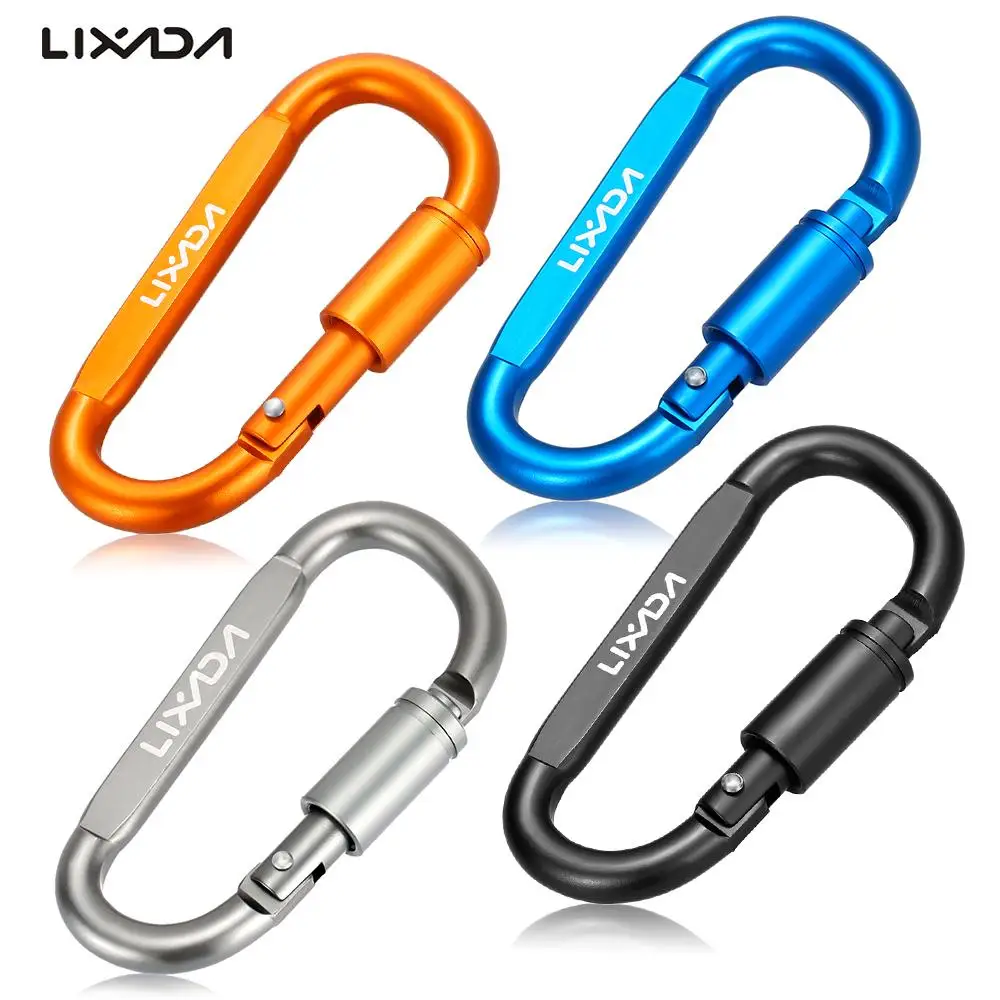 Lixada سبائك الألومنيوم D الدائري قفل حلقة تسلق برغي قفل شنقا هوك مشبك المفاتيح في الهواء الطلق للتخييم التنزه