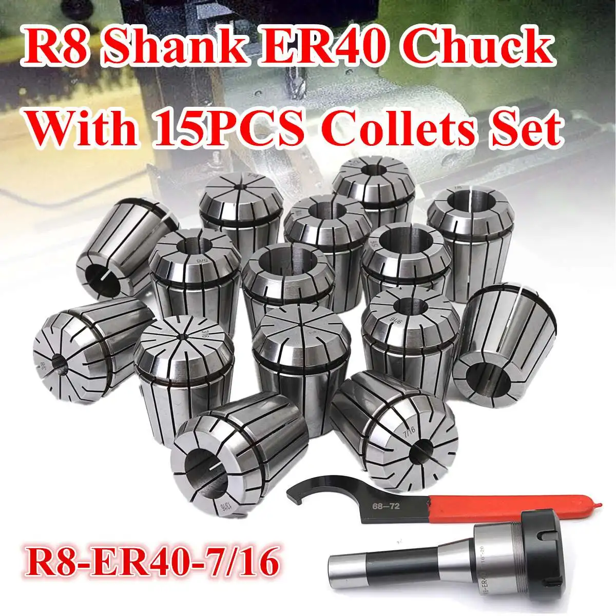 ER40-7 Spring Collets Set Collet R8 Chuck ER-40 New