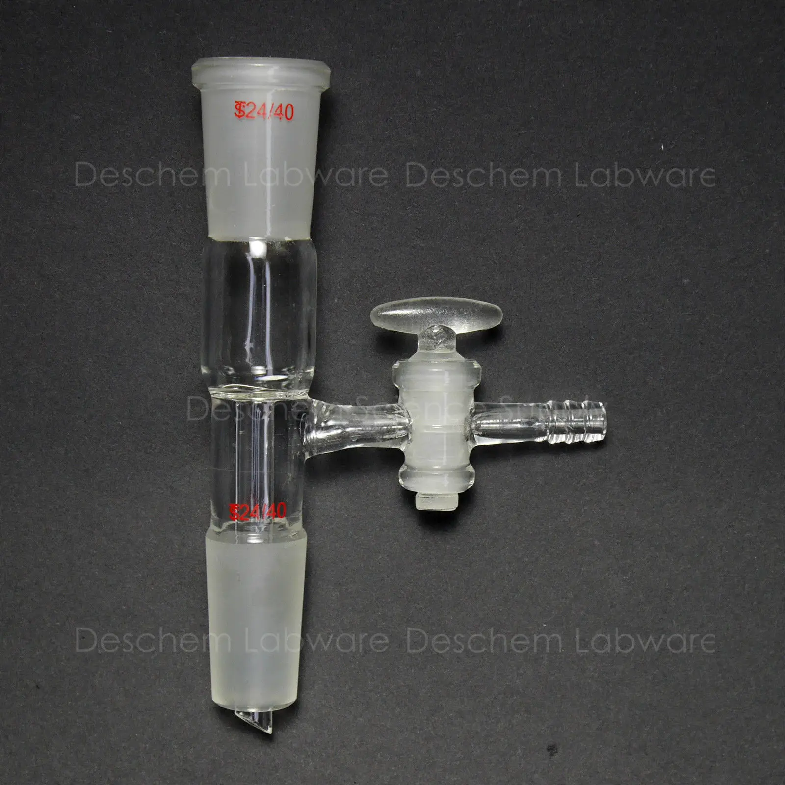 

24/40,Glass Straight Vacuum Adapter, With Side Stopcock &10mm Hose Connection