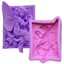 DIY новая силиконовая формочка в виде цветов Крыло ангела мыло в виде Феи плесень помадка торта формы шоколада кухня выпечки