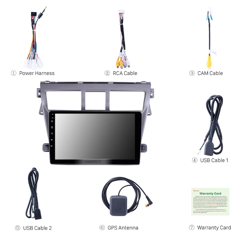 Excellent Harfey Android 8.1/7.1 9" 2Din Car Radio For2007-2009 2010 2011 2012 Toyota VIOS Head Unit WiFi Stereo GPS Multimedia Player 3
