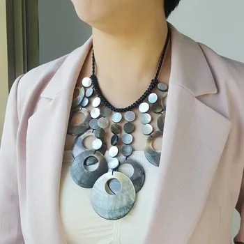 

Lii Ji Bohemia Style Natural Shell Statement Big Necklace 48cm
