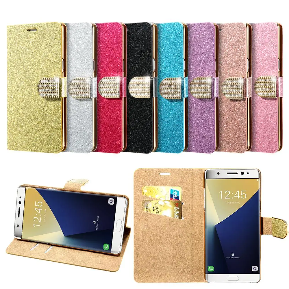 KISSCASE Wallet Card Holder Case For S7 S6 Rhinestone Bling Diamond Leather Phone Samsung Galaxy edge Plus Cover Bag | Мобильные