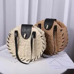 Вручную тканые круглые женская сумка сумочка в богемном стиле новые летние женские соломенные пляжные сумки путешествия торгового