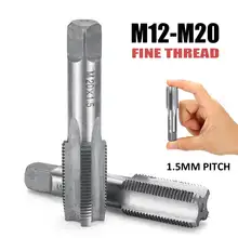 Pares de broca métrica, 1 pares m12 m14 m16 m18 m20 máquina da mão direita reta fio fino métrico toque de mão ferramentas manuais,
