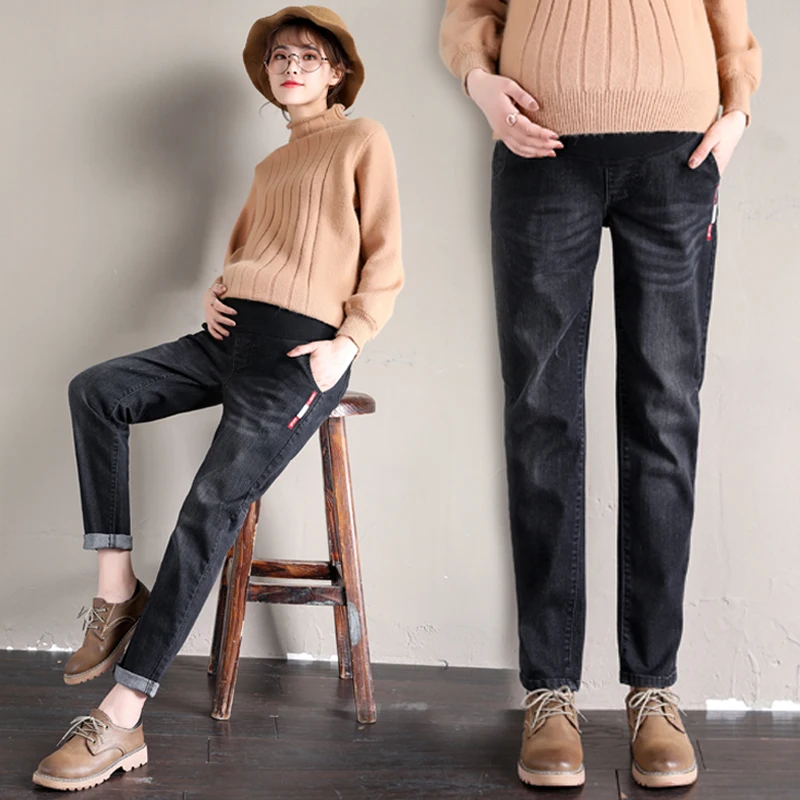 Джинсы для беременных женщин; эластичные хлопковые джинсовые брюки-карандаш; брюки для беременных с эластичной резинкой на талии; удобная одежда размера плюс