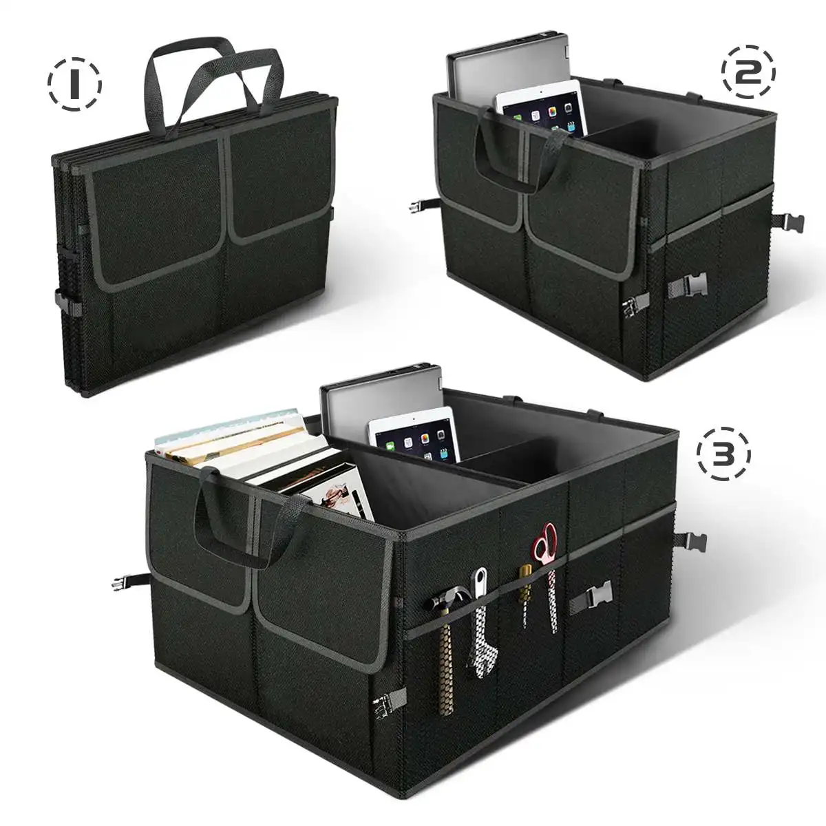 Foldable Car Trunk Storage Bag font b Box b font Black Tool Food Toys Goods Organizer