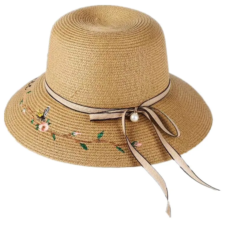 

Hot Summer Straw Hat Women Large Brimmed Hat Folding Beach Sun Hat Sun Protection Uv Panama Hat With Capeu Bone
