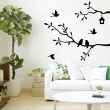 Autoadhesivo pájaro árbol vinilo pared calcomanías arte palabra decoración negro/Blanco/rosa/gris hogar pegatina de decoración de pared de oficina