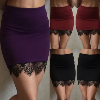 

New Hot Sale Sexy Lace Women OL A-Line Tight High Waist Short Bodycon Shinny Mini Skirt Pencil Skirts