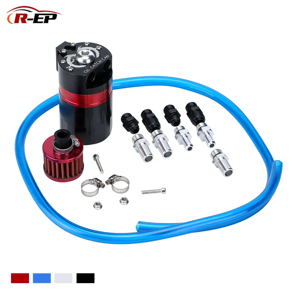 Universal Double Layer Oil Catch Can Aluminum Round Reservoir Fuel Tank