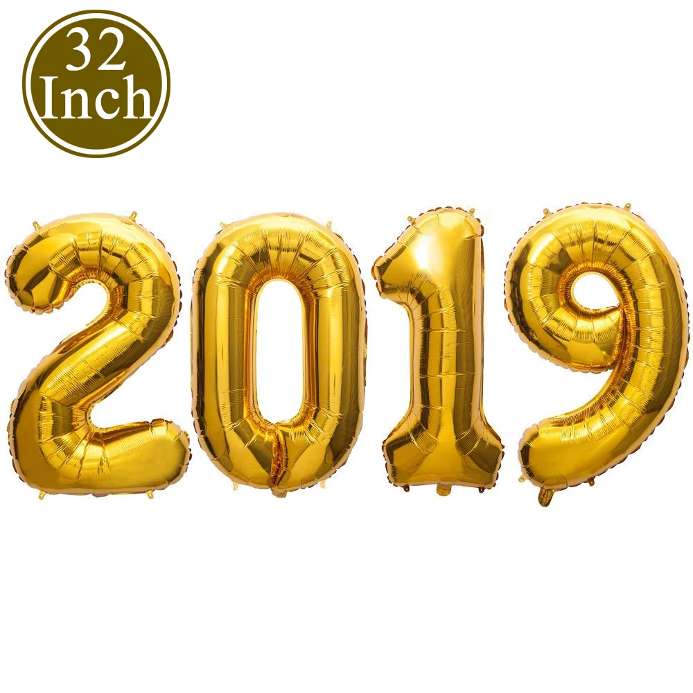 ZLJQ Золотой Выпускной вечерние украшения набор 32 дюйма номер 2019 фольги шары