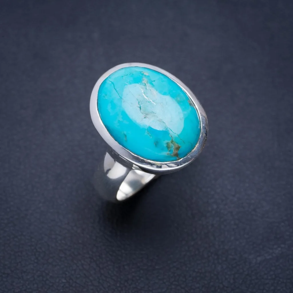 

Natural Turquoise Handmade Unique 925 Sterling Silver Ring 6.5 A1087