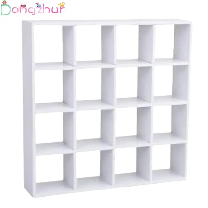 

White 1: 12 Miniature Dollhouse Storage Rack 16 Grid Shelves Mini Furniture Doll House Accessories Children Diy Toy Gift