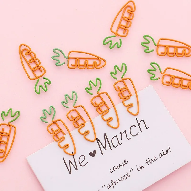 2PCS New Cute Carrot Bookmark Planner Paper Clip Metal Material Bookmarks For Book Stationery School Office Supplies