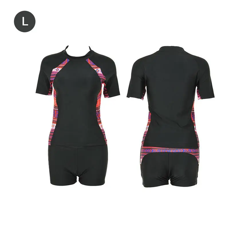 2019 Fashion Women Sportswear Beachwear Two-piece Set Swim Suit Solid Color Printing Short Sleeve Shirt High-waisted Boxer Short 2019 Fashion Women Sportswear Beachwear Two-piece Set Swim Suit Solid Color Printing Short Sleeve Shirt High-waisted Boxer Short