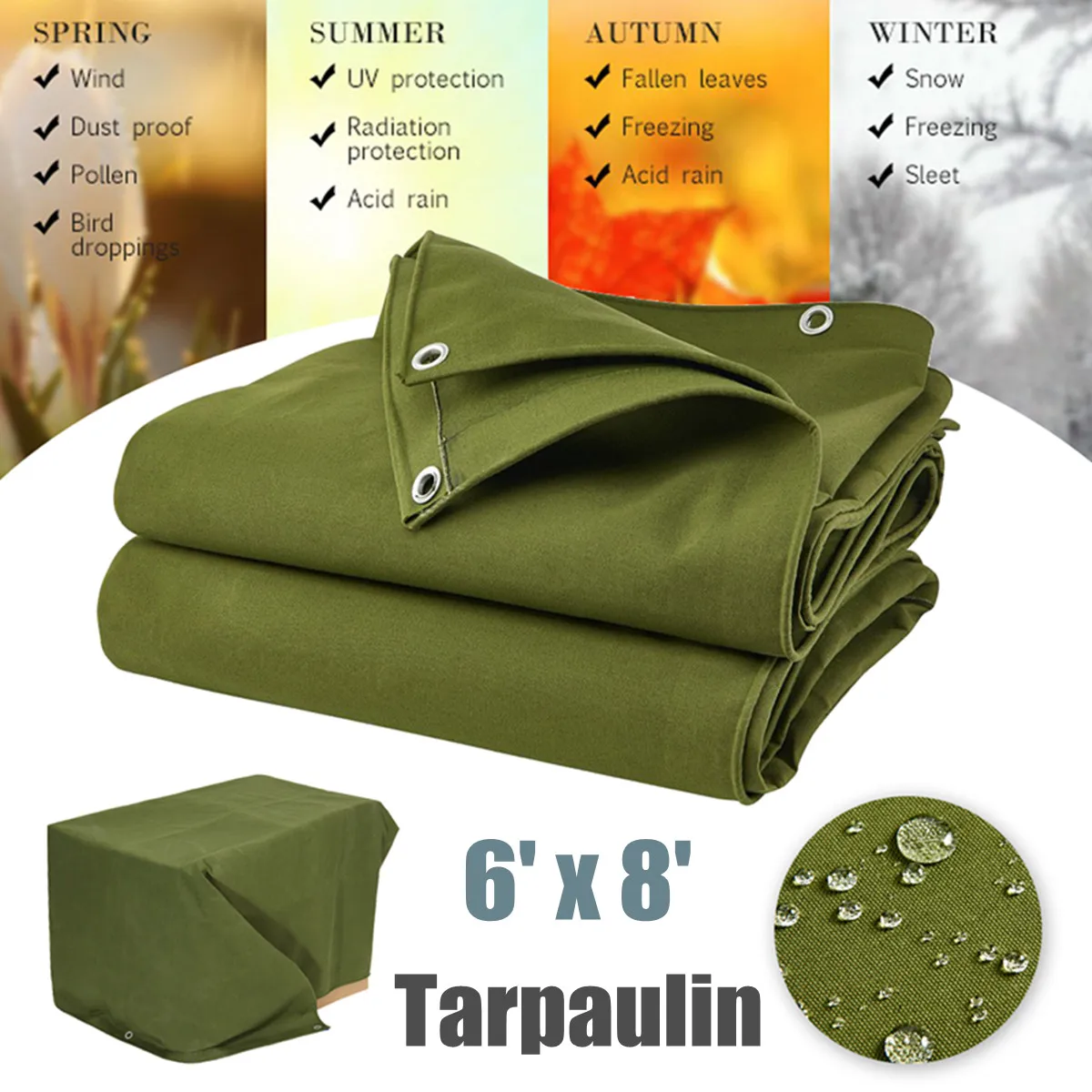 Large Waterproof Canvas Sunshade Cloth Canopy Tarp Tarpaulin Dustproof