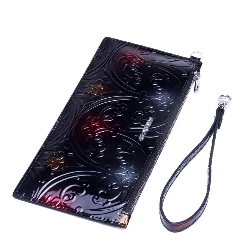 

Women Long Wallet Thin Clutch Bags Female Genuine Leather Cards Holder Girls' Flower Wallets Money Package Coin Purse Phone Bag