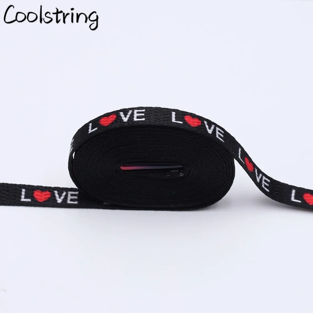 Coolstring 7mm Thermal Transfer Bootlace Flat Single Layer Network Laces With Printing Sublimated Love Shoelaces With Metal Tips