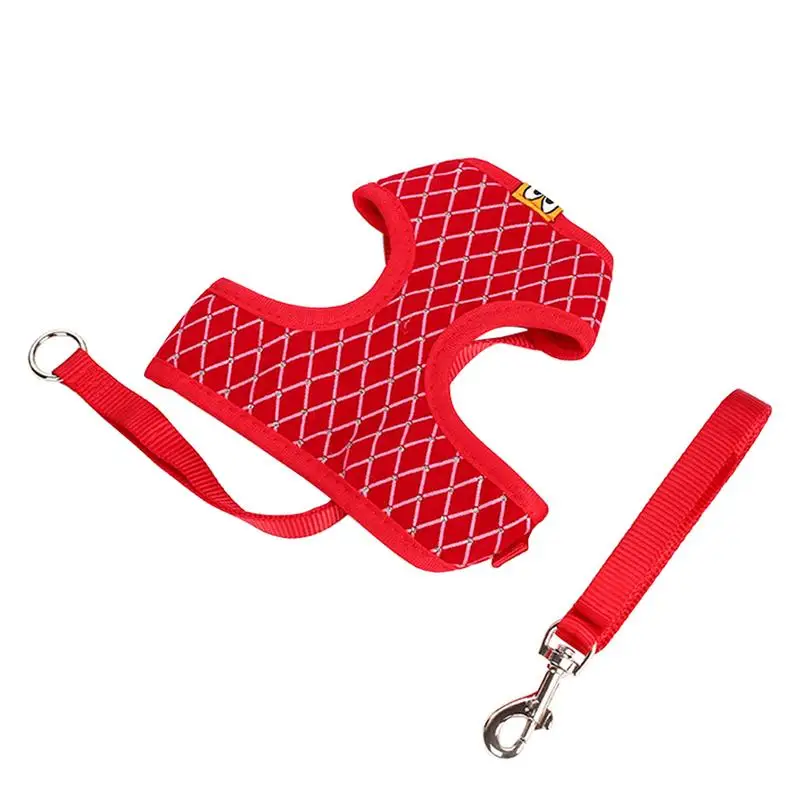 

Small Dog Breathable Mesh Reflective Chest Strap With Traction Rope Dog Adjustable Chest Strap Dog Metal Lock Leash