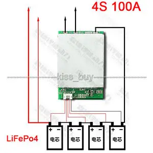 4S 12V BMS 100A LiFePo4 литиевая батарея Защитная плата произведенная в Вт Батарея для зарядки