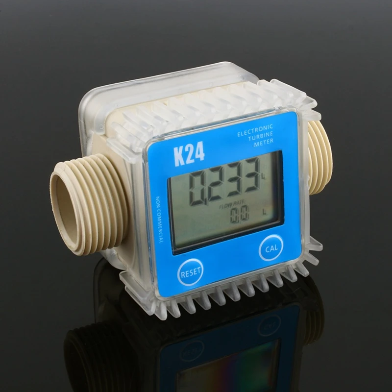 1 Pcs K24 Lcd Turbine Digital Fuel Flow Meter Widely Used For Chemicals Ultrasonic Diesel Kerosene Water Sea Blue Flow hot sale