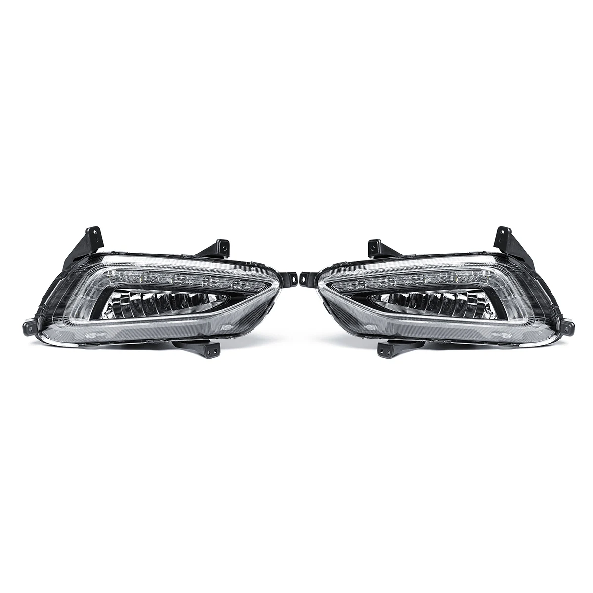 For Hyundai Tucson 2015 2016 17 2018 1 Pair White Led Drl Daytime Running Lights Daylight 12V Abs Fog Lamp Cover Car Accessories