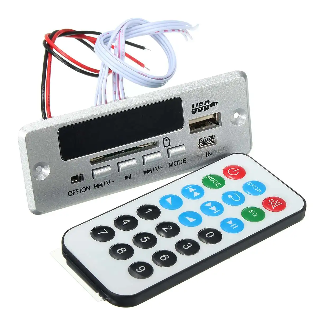 

DC 12V/5V Car LED USB AUX FM Universal bluetooth MP3 Decode Board Radio Amplifier Remote Digital to Analog Converter
