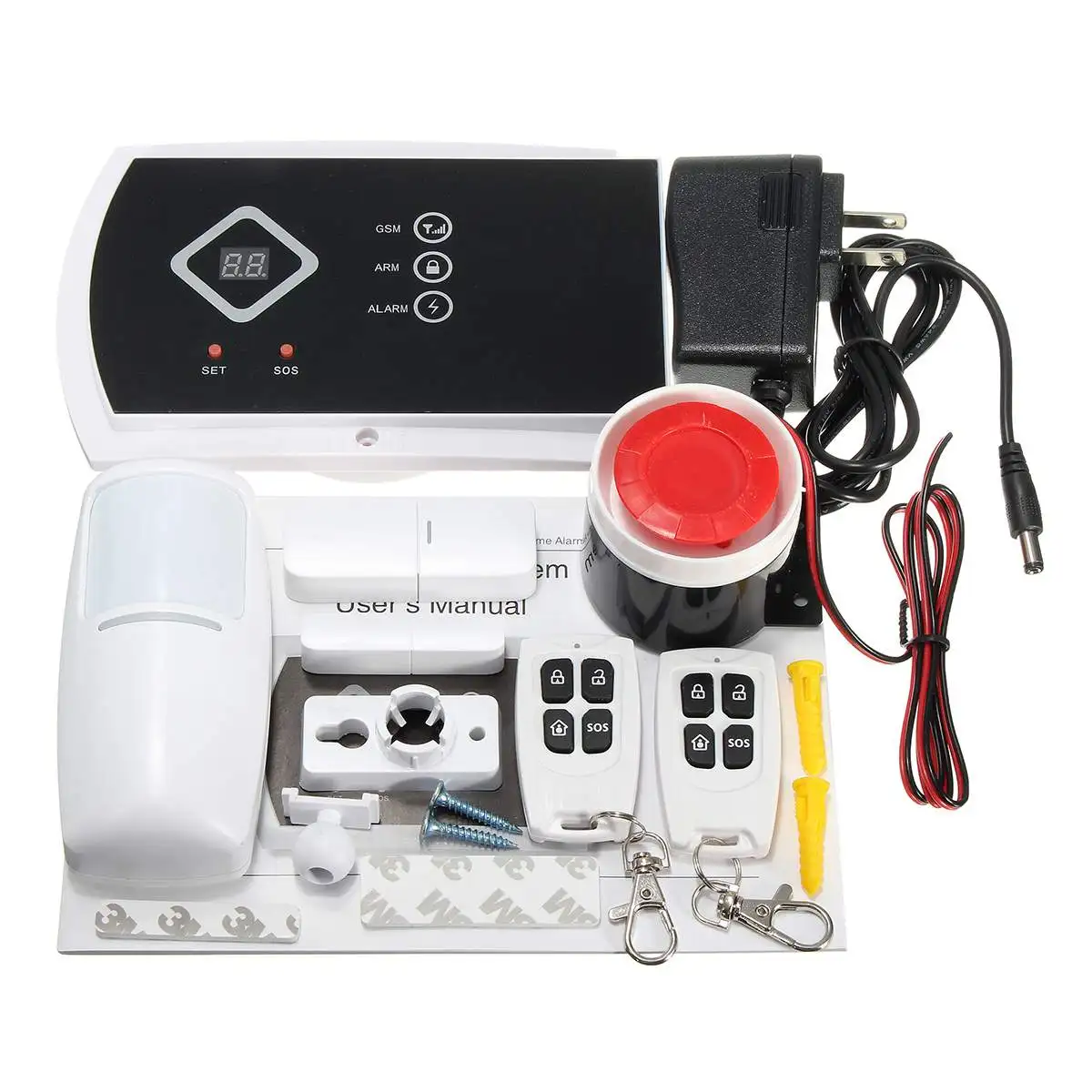 

IOS Android APP Control Wireless Home Security GSM Alarm System Intercom Remote Control Autodial Siren Sensor Kit