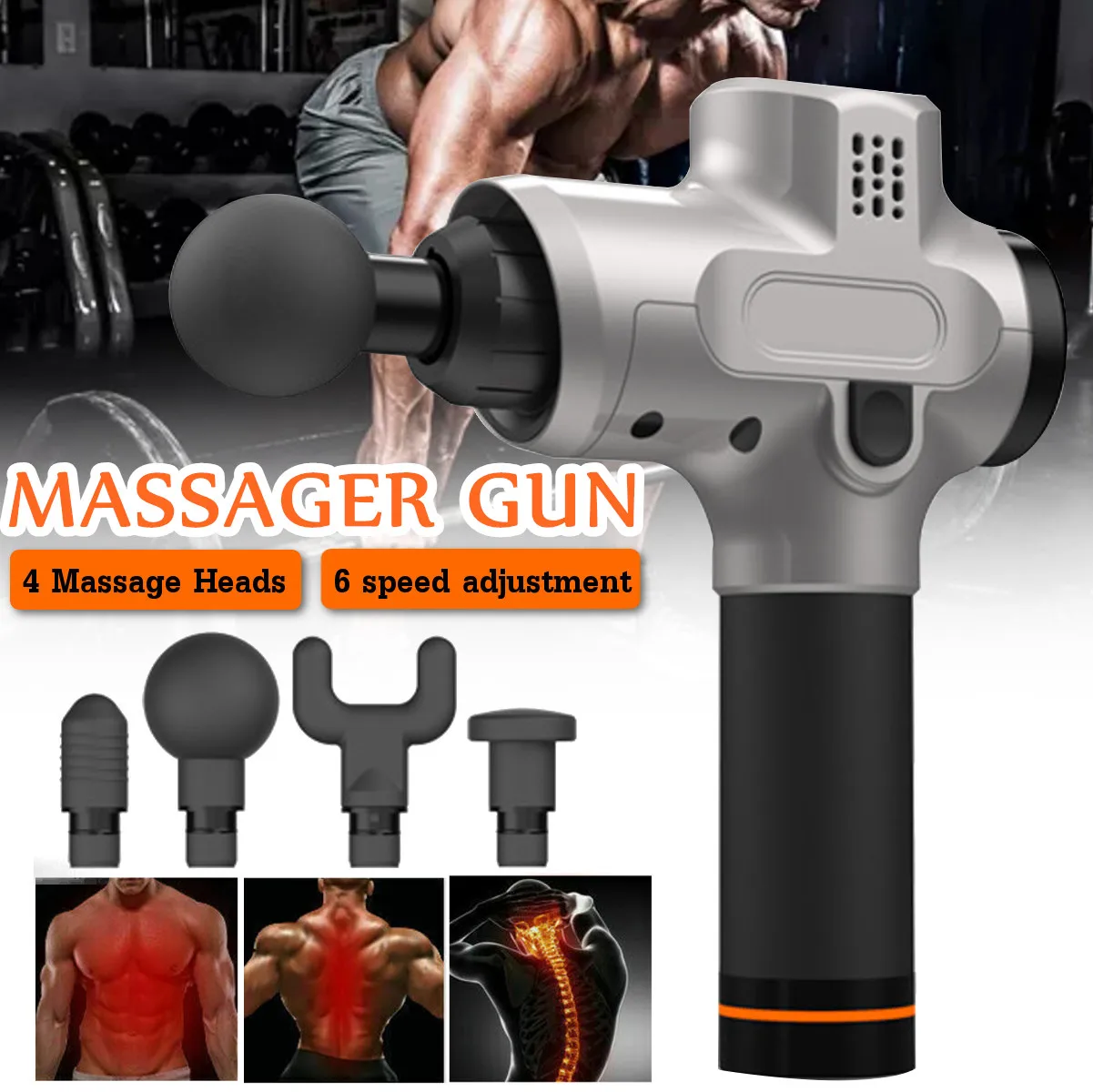 

Electronic Therapy Body Massage Guns 6 levels 24V Brushless LED Massage Guns Body Muscles Relaxing Relief Pains With 4 Heads