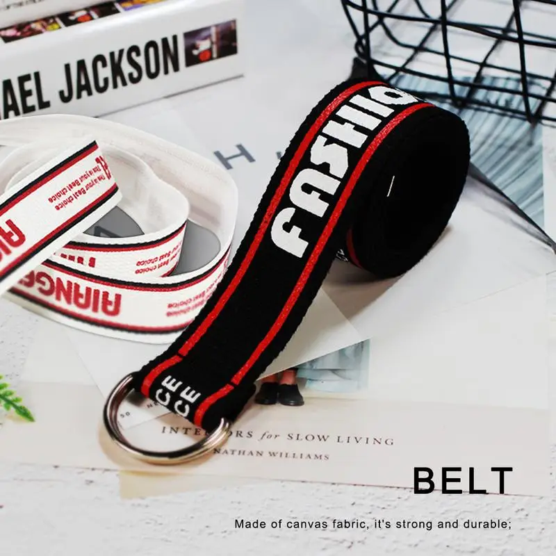 

Belt for Women Fashion Letter Printing Canvas Punk Straps with Metal Buckle Jeans Skirt Belts