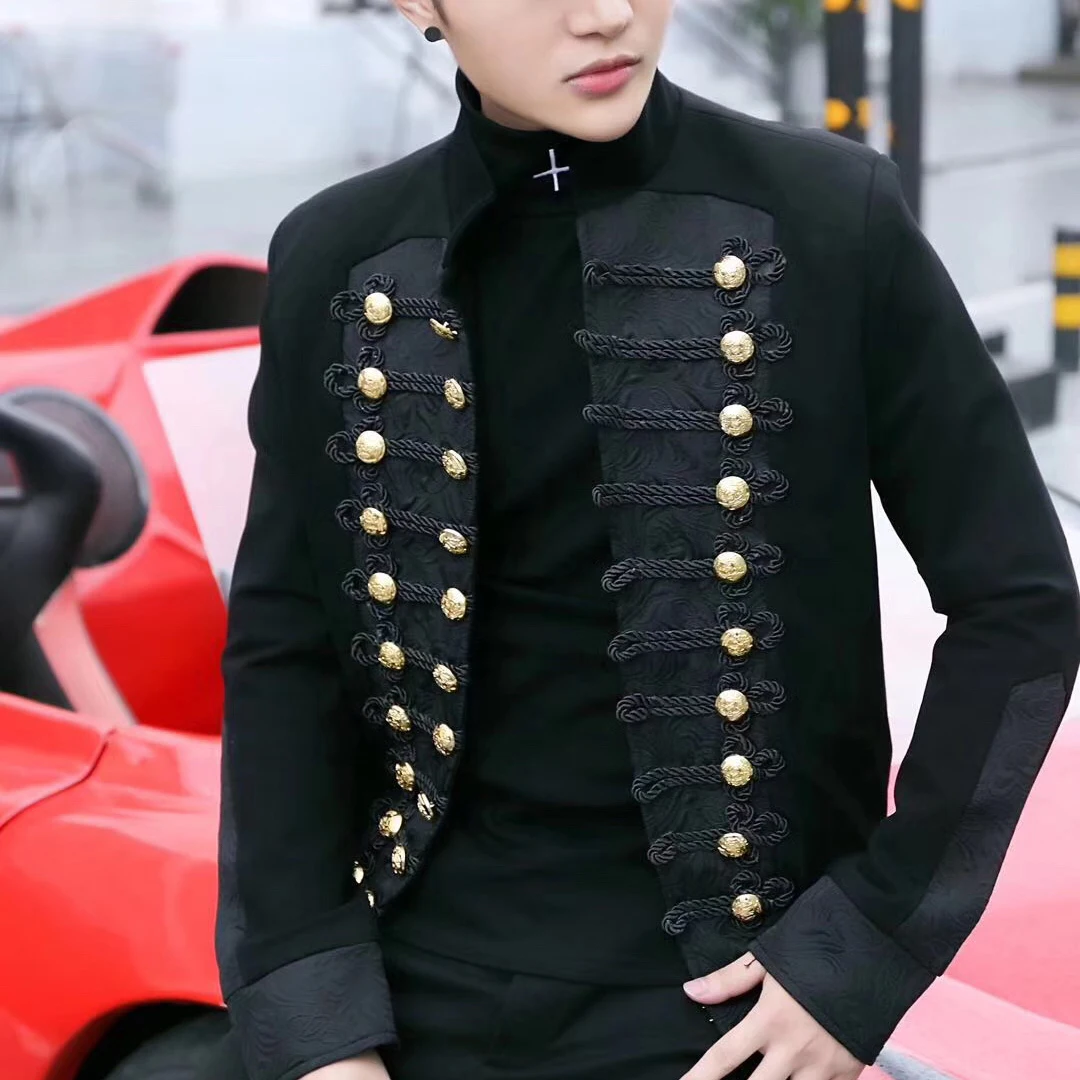 

Jacket Court Singer Hairstyle Division Mans Suit Loose Coat Blazer Hombre Show Tide Male Nightclub Leisure Time Self-cultivation