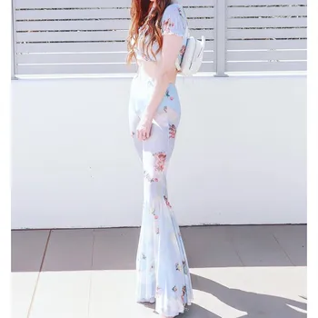 

Summer New Thin Floral Print Flare Pants Women 2019 Fashion High Waist Sexy Mesh Pants Female Casual Trousers