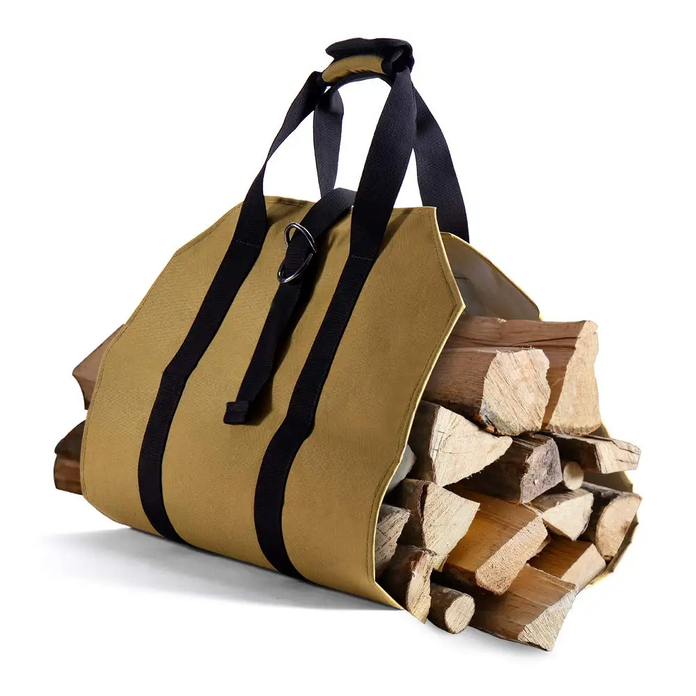 

Large Canvas Log Tote Bag Carrier Indoor Fireplace Firewood Totes Holders Fire Wood Carriers Carrying For Outdoor Waxed Durabl