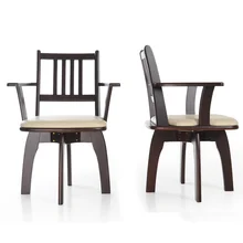 Современный китайский бытовой стул из цельного дерева Многофункциональный стабильный компьютерный стул с подлокотником обеденный стул вращающийся деревянный стул