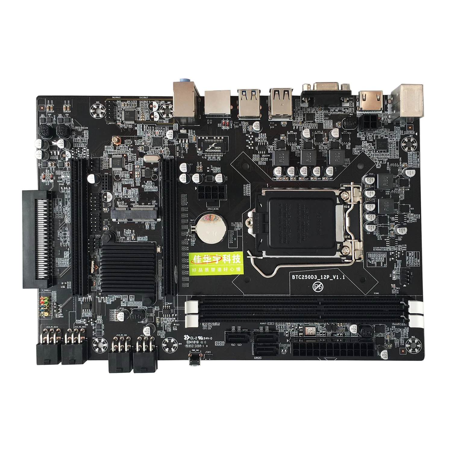 جيا Huayu اللوحة اللوحة إنتل B250 BTC دعم LGA1151 سلسلة DDR3 DIMM 2133/2400/2800/3000 MHz ل التعدين مينر Deskto