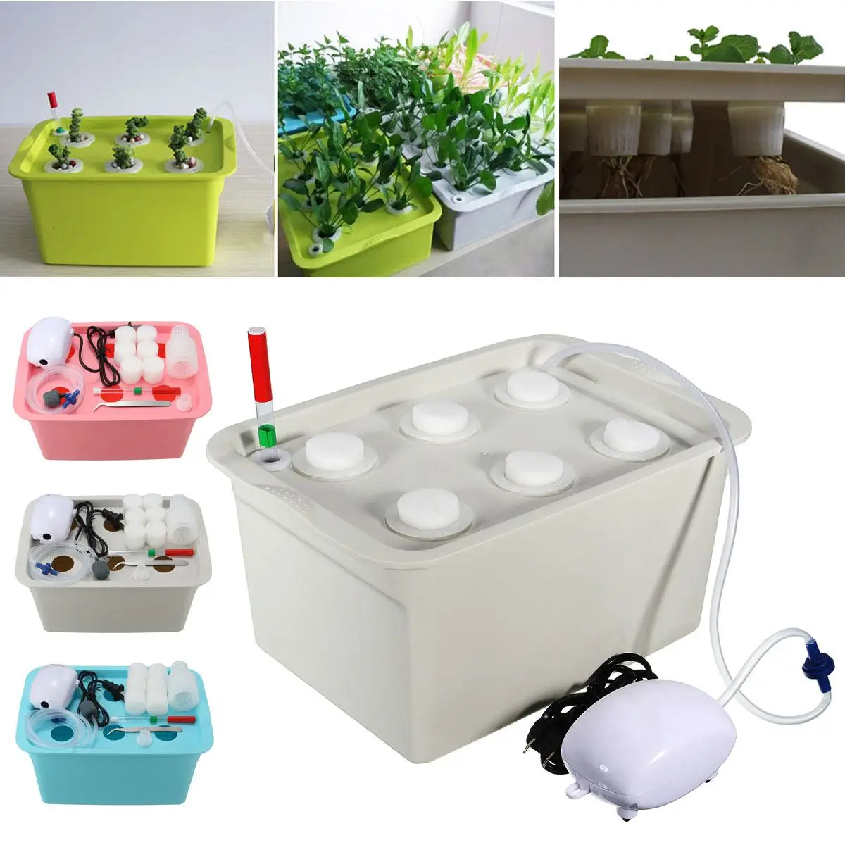 110V 6 Holes Plant Site Hydroponic Systems Indoor Garden Nursery Pots Soilless Cultivation Plant Seedling Grow Kit Cabinet Box