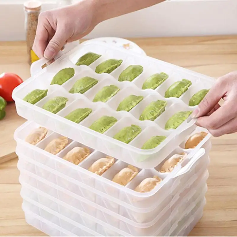 

Kitchen Portable Four-Layer Dumpling Storage Box PP Quick-frozen Dumplings Fresh-keeping Box Holder for Home Fridge Supplies