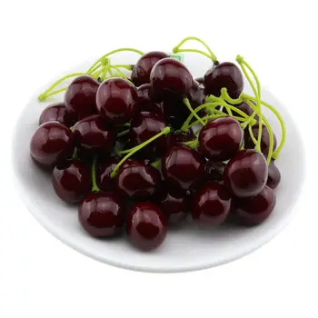 

Gresorth 50 PCS Artificial Dark Wine Red Cherries Fake Cherry Home Decoration