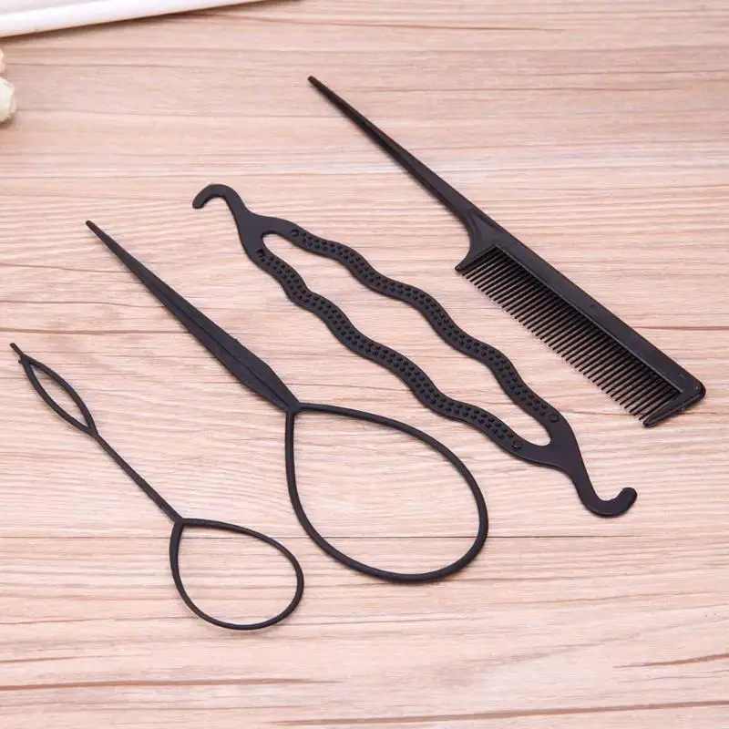 4pcs Magic Hair Stick Styling Tools Set Braiders Hair Pin Comb Bun Roller Maker Hair Braiding Curler Styling Accessories Tool 4pcs Magic Hair Stick Styling Tools Set Braiders Hair Pin Comb Bun Roller Maker Hair Braiding Curler Styling Accessories Tool