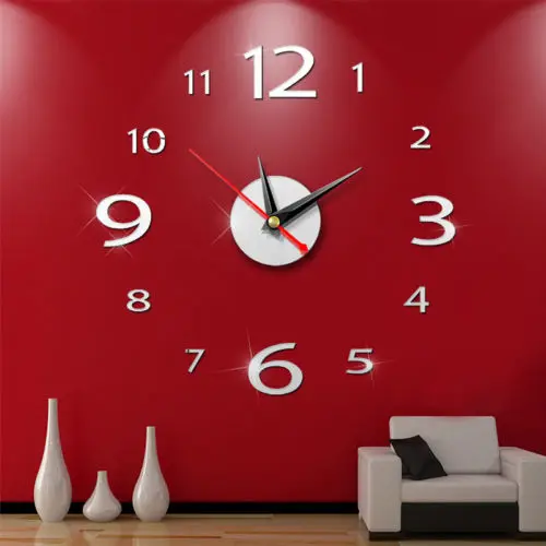 

Brand New Small Acrylic Modern DIY Wall Clock 3D Mirror Surface Sticker Home Office Decor
