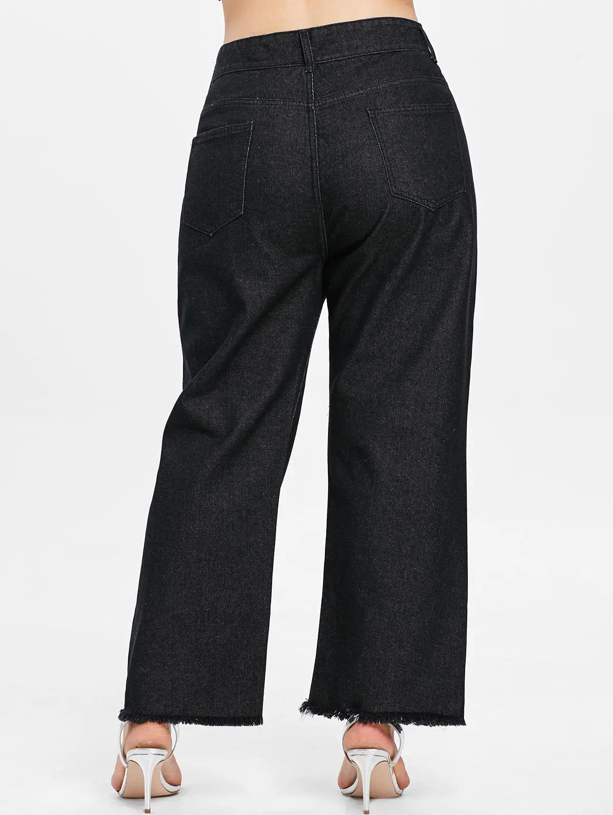 Новые Плюс Размер Звезды Pattern Frayed Hem Джинсы Женщины Повседневная Тонкий