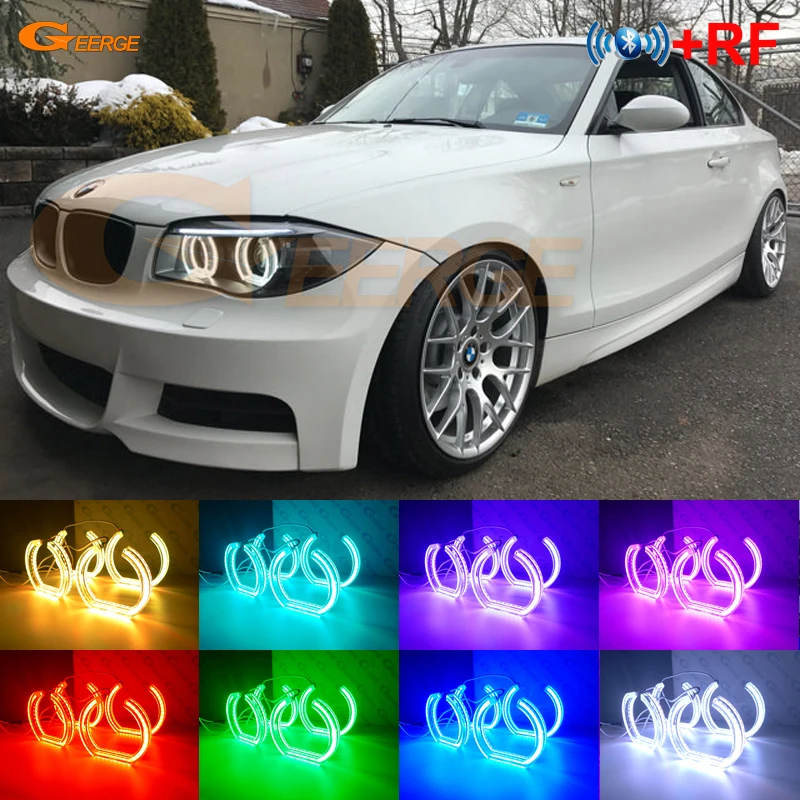 Для BMW 1 серии E82 E88 E87 E81 2006-2013 ксеноновая фара RF Bluetooth контроллер DTM стиль многоцветный RGB светодиодный комплект "Ангел глаз"