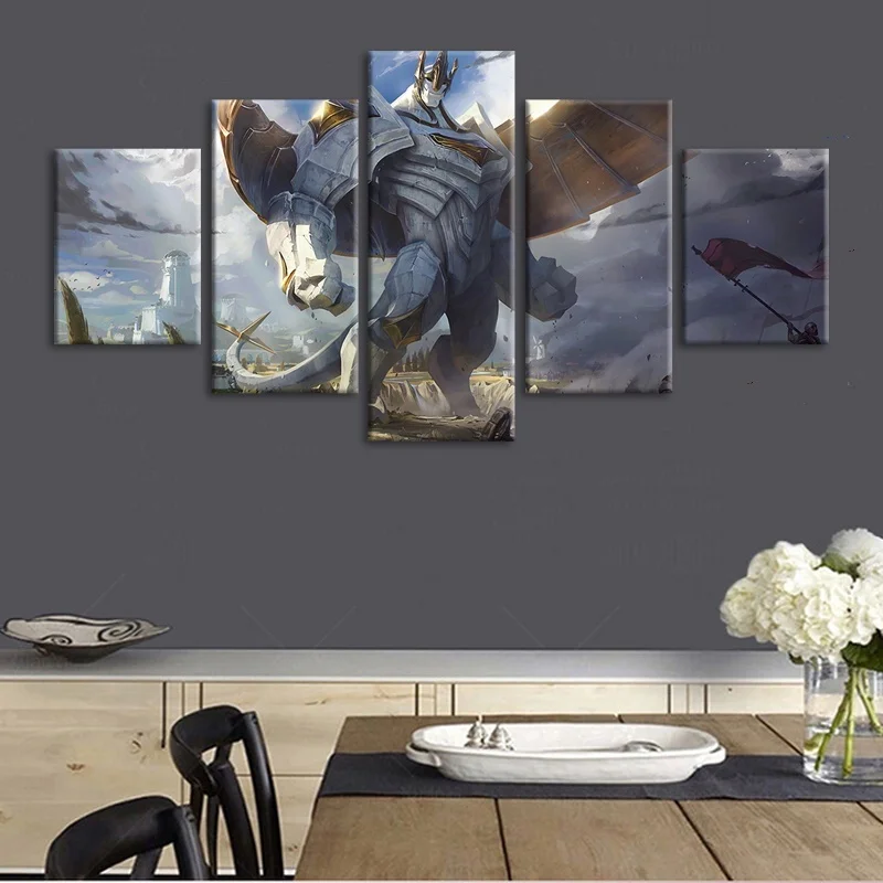 

5 Pieces League of Legends The Colossus Galio Game Poster Wall Picture for Home Decor