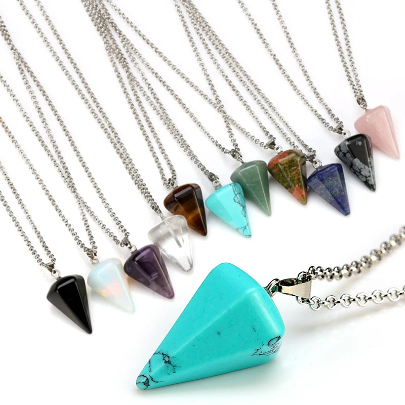 

LNRRABC 2018 new 1PC Silver Crystal Pendant Necklace Meditation Men Natural Stone Adjustable Small Size Reiki Hexagonal Amulet